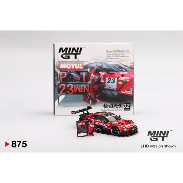 画像1: MINI GT 1/64  Nissan GT-R NISMO #23 "MOTUL AUTECH GT-R 2021" SUPER GT SERIES Suzuka winner W/ Matsuda Figure Tsugio Matsuda Collection No.2 (1)