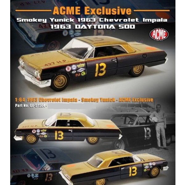 画像2: ACME 1/64 1963 Chevrolet Impala Smokey Yunick 1963 Daytona 500 #13 J. Rutherford (2)