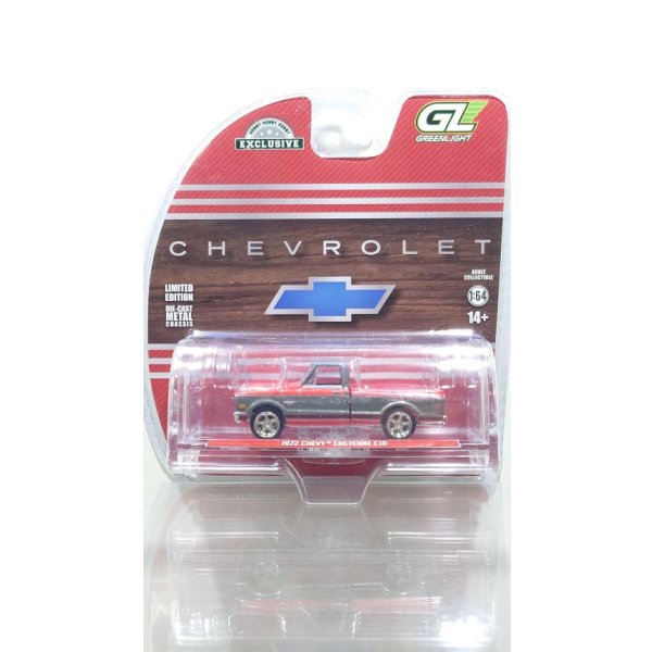 画像2: GREEN LiGHT EXCLUSIVE 1/64 1972 Chevy Cheyenne C10 Short Bed - Ruby Red and Gunmetal Gray (2)