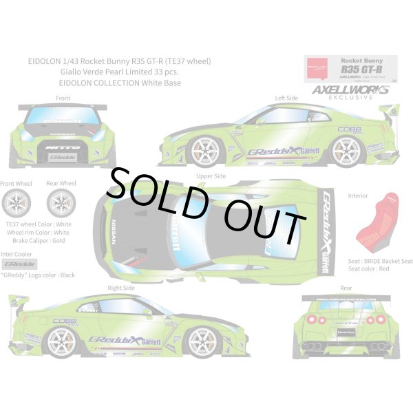 画像13: EIDOLON 1/43 Rocket Bunny R35 GT-R (TE37 wheel) Giallo Verde Pearl Limited 33 pcs. (13)