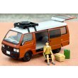 画像1: TOMYTEC 1/64 Limited Vintage NEO Mazda Bongo Brawny Van Custom (Brown) with Roof Carrier and Figure (1)
