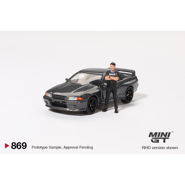 画像2: MINI GT 1/64 Nissan Skyline GT-R (R32) Gunmetal W/ Matsuda Figure Tsugio Matsuda Collection (RHD) (2)