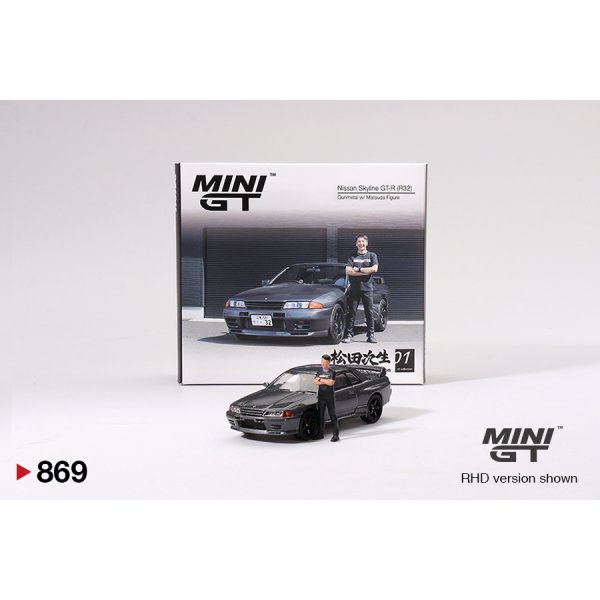 画像1: MINI GT 1/64 Nissan Skyline GT-R (R32) Gunmetal W/ Matsuda Figure Tsugio Matsuda Collection (RHD) (1)