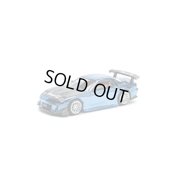 画像1: POP RACE 1/64 Mazda RX7 RE:Amemiya Widebody Blue Chrome (1)