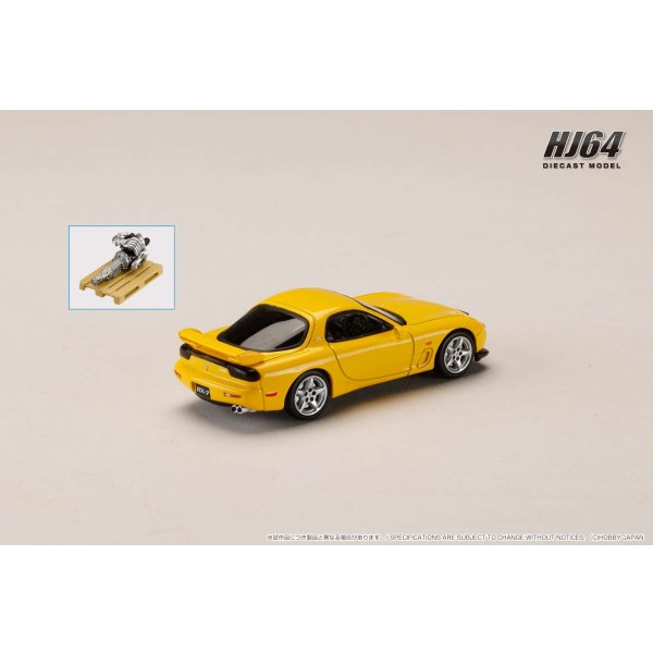 画像3: Hobby Japan 1/64 Mazda RX-7 (FD3S) TYPE R Bathurst R Sunburst Yellow with Engine Display Model (3)