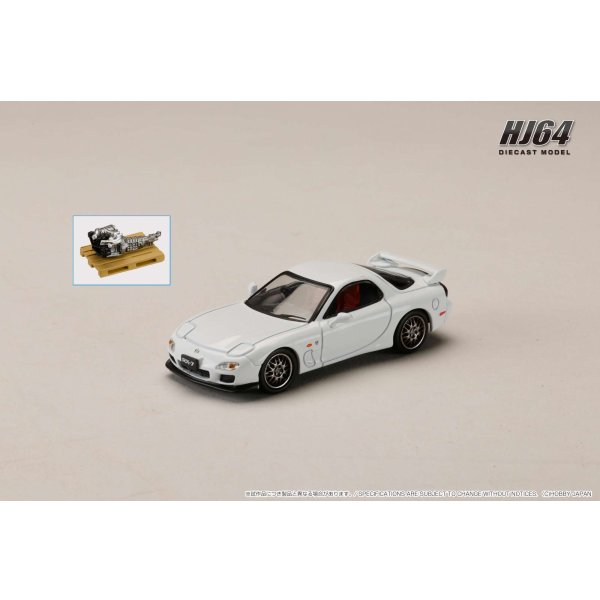 画像2: Hobby Japan 1/64 Mazda RX-7 (FD3S) SPIRIT R TYPE A Pure White with Engine Display Model (2)