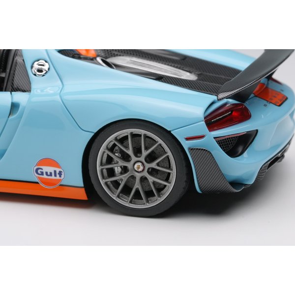 画像7: EIDOLON COLLECTION 1/43 Scale Porsche 918 Spyder Weissach Package 2011 Rear Wing Up Gulf Blue / Orange Stripes (US Spec) Limited 120 pcs. (7)