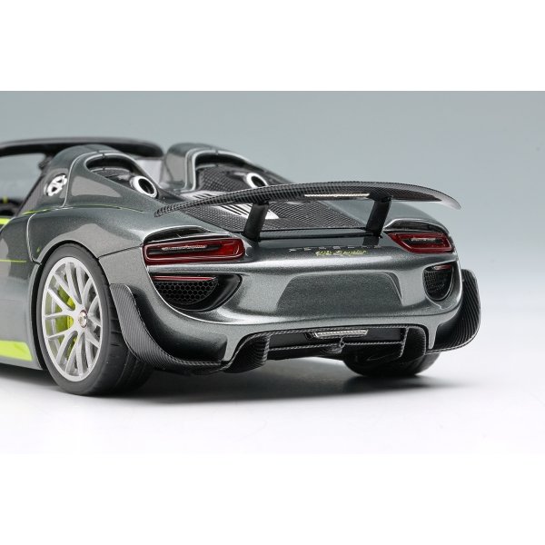 画像7: EIDOLON COLLECTION 1/43 Scale Porsche 918 Spyder Weissach Package 2011 Rear Wing Up Meteor Gray Metallic / Acid Green Stripe Limited Edition 80 pcs. (7)