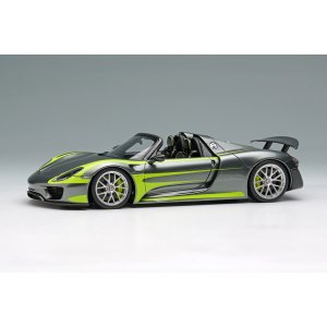 画像: EIDOLON COLLECTION 1/43 Porsche 918 Spyder Weissach Package 2011 Rear Wing Up Meteor Gray Metallic / Acid Green Stripe Limited Edition 80 pcs.