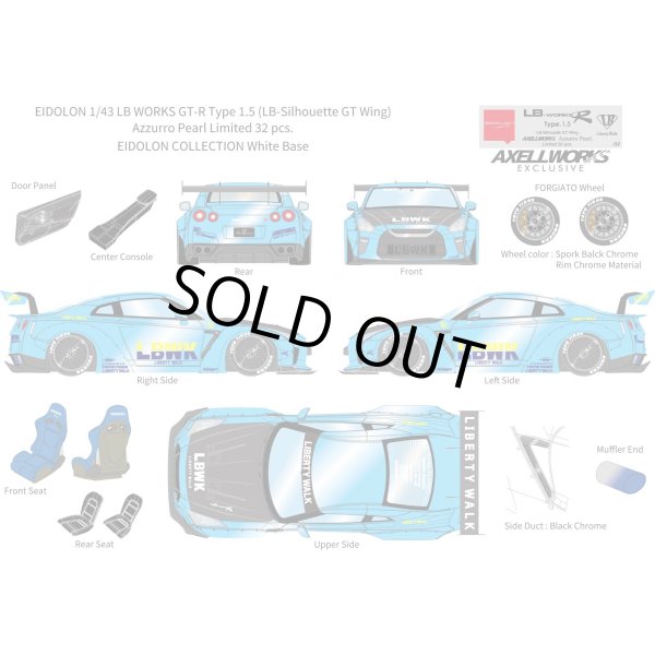 画像13: EIDOLON 1/43 LB WORKS GT-R Type 1.5 (LB-Silhouette GT Wing) Azzurro Pear Limited 32 pcs. (13)