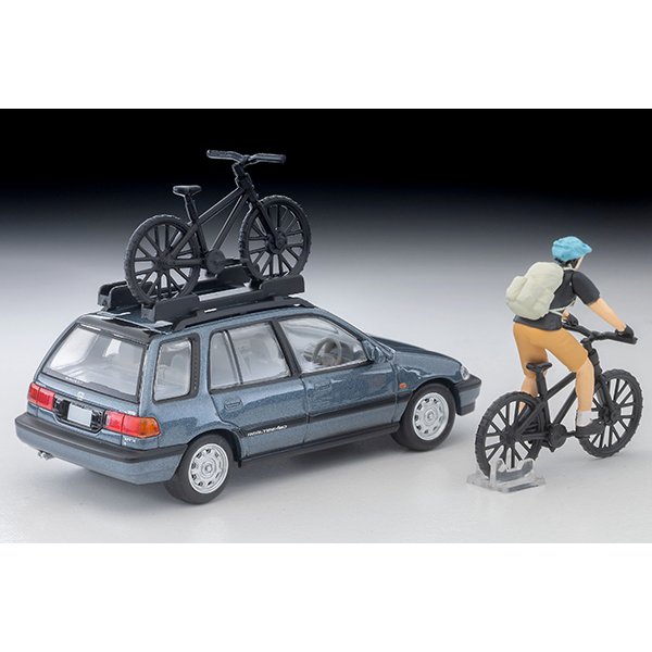 画像2: TOMYTEC 1/64 Limited Vintage NEO Honda Civic Shuttle RT X (Blue) 1990 with Figure and Mountain Bike (2)
