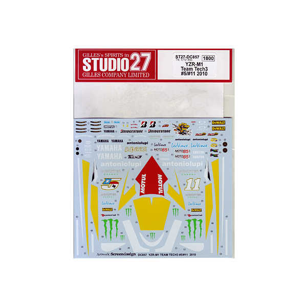 画像1: 1/12 YAMAHA YZR M1 TeamTech3 #5/11 2010 デカール スタジオ２７ (1)