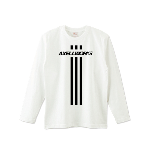 画像1: AXELLWORKS Logo&3Line ロングTシャツ WHITE (1)