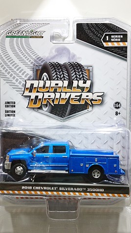 画像1: GREEN LiGHT 1:64 DUALLY DRIVERS Series 1 '18 CHEVROLET SILVERADO 3500 HD (1)