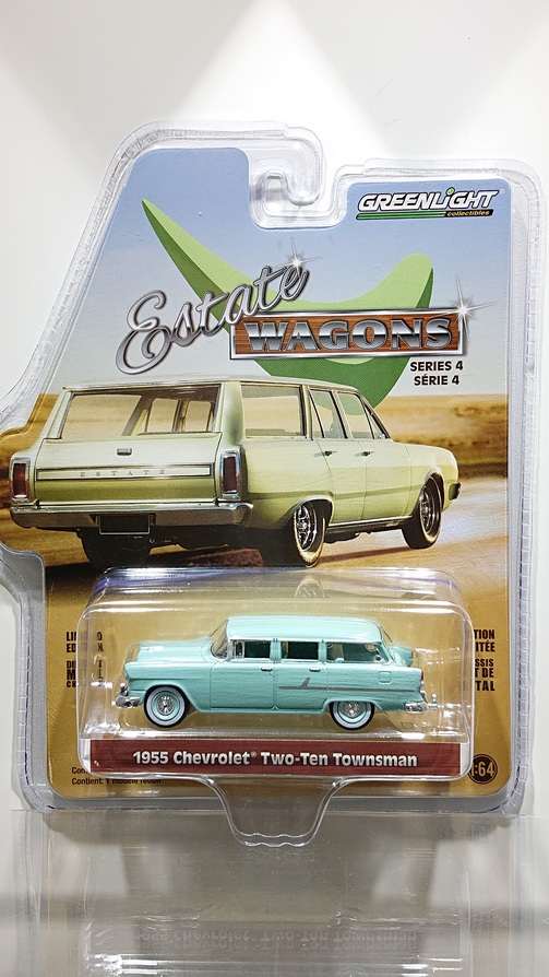 画像1: GREEN LiGHT 1/64 Estate Wagon Series 4 '55 Chevrolet Tow-Ten Townsman - Sea Mist Green (1)