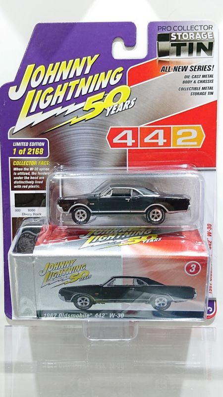 画像1: JOHNNY LIGHTNING 1/64 Collector's Tin 2019 Release 2 '67 Olds 442 W-30 in Gloss Black (1)