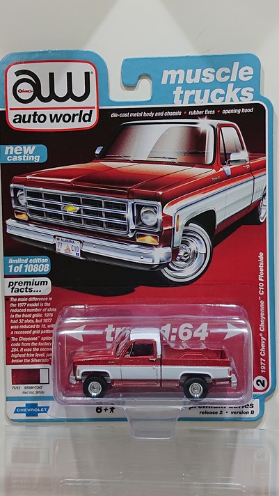 画像1: auto world 1/64 '77 Chevrolet Fleetside Pickup Truck Metallic Red (1)