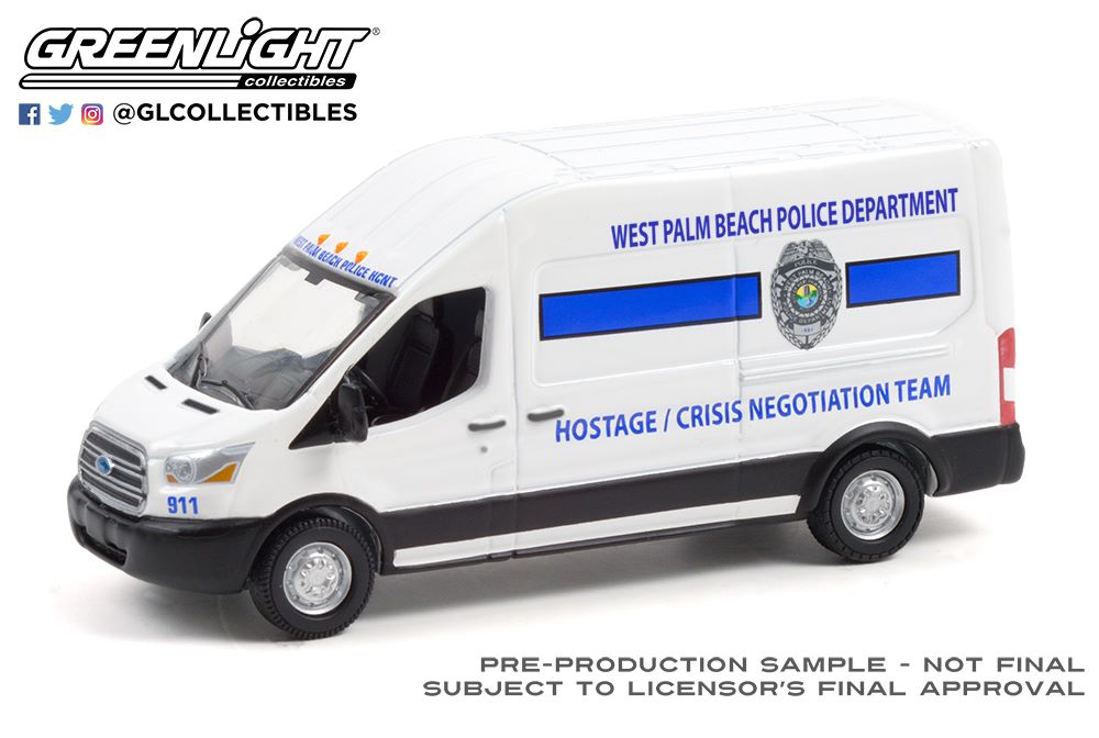 画像1: GREEN LiGHT EXCLUSIVE 1/64 2020 Ford Transit LWB High Roof - West Palm Beach, Florida Police Department Hostage (1)