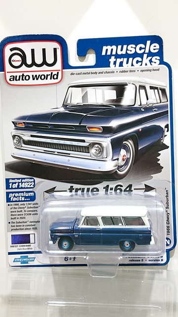 画像1: auto world 1/64 1966 Chevy Suburban Dark Blue / White Roof (1)