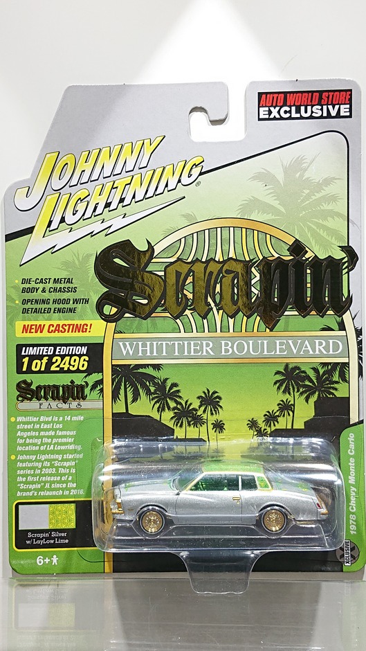 画像1: JOHNNY LIGHTNING 1/64 1978 Chevy Monte Carlo Scrapin Silver / Ray Low Lime (1)