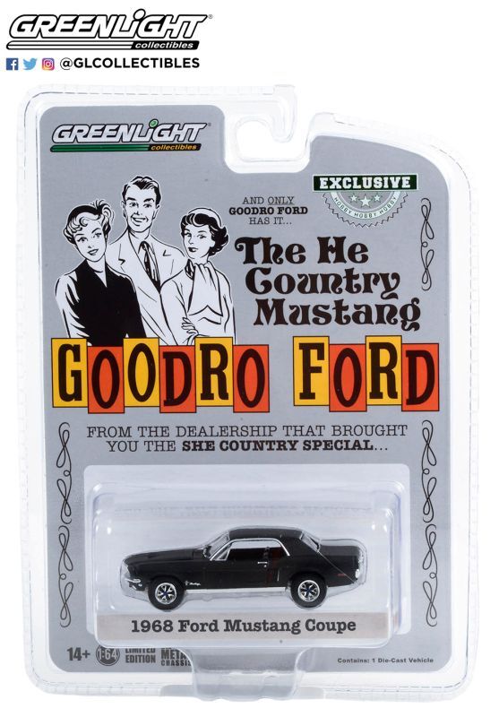画像1: GREEN LiGHT EXCLUSIVE 1/64 1968 Ford Mustang Coupe `He Country Special` - Bill Goodro Ford, - Stealth Black (1)