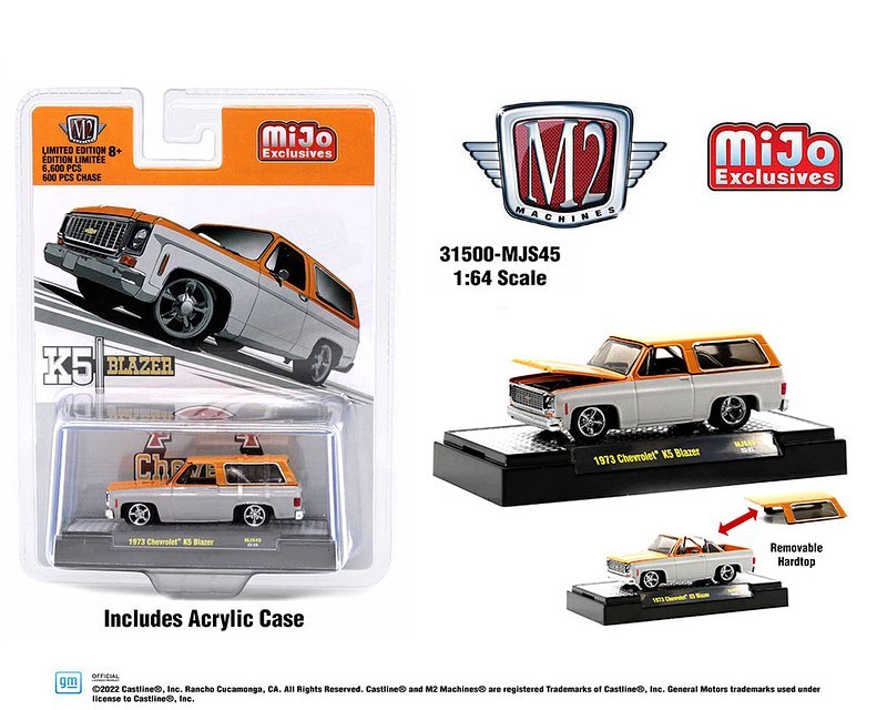 画像1: M2 Machines 1/64 1973 Chevrolet K5 Blazer Custom White/Orange (1)