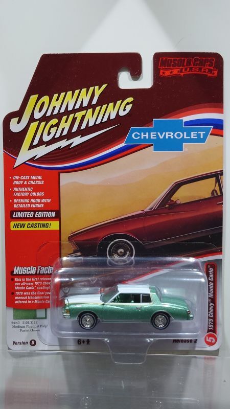 画像1: JOHNNY LIGHTNING 1/64 1979 Chevy Monte Carlo Green Fire Mist Two Tone (1)