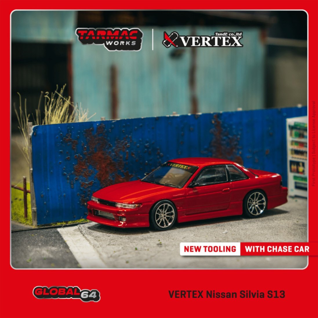 画像1: Tarmac Works 1/64 VERTEX Nissan Silvia S13 Red Metallic (1)