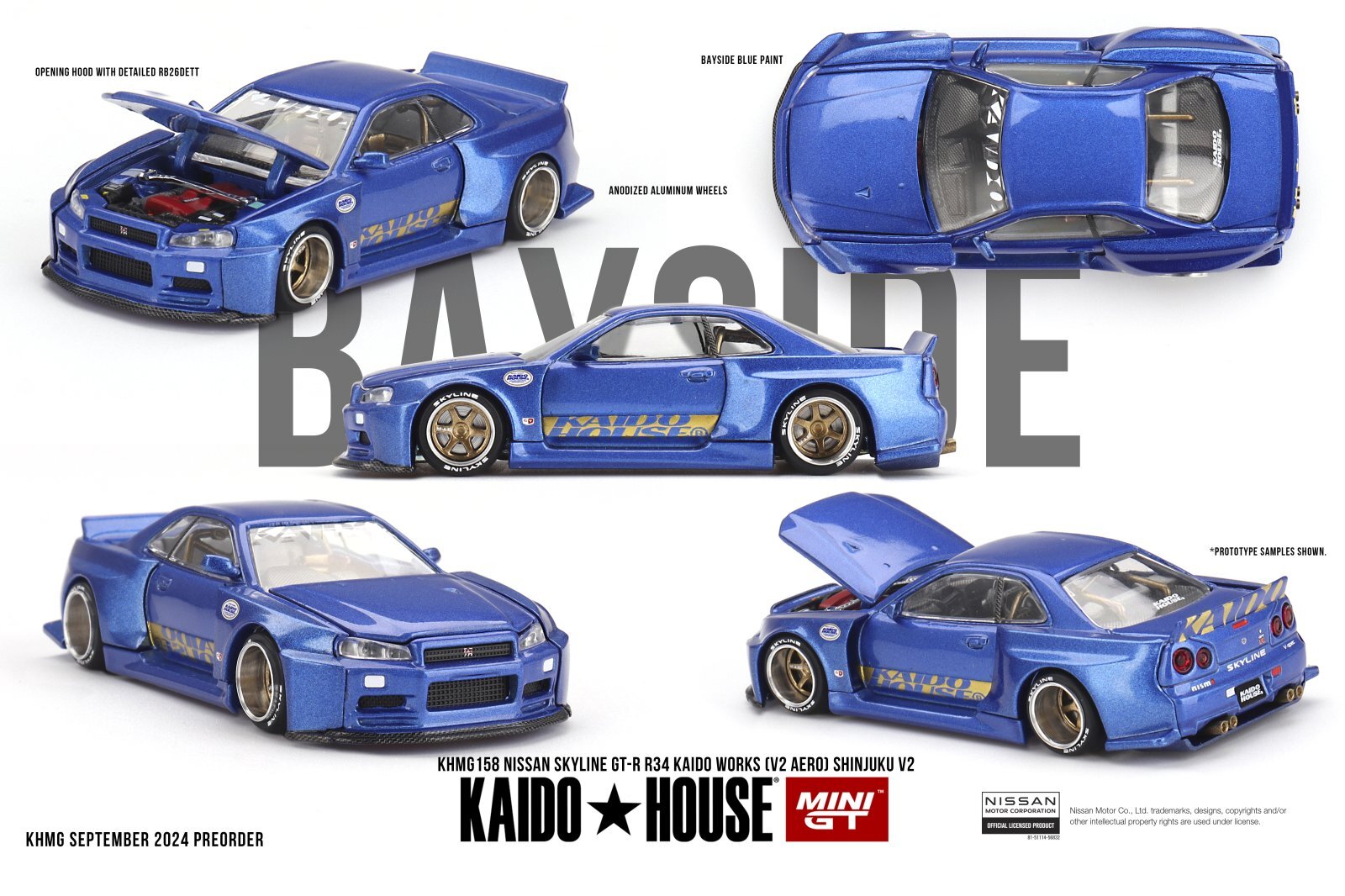 画像1: MINI GT 1/64 Nissan Skyline GT-R R34 Kaido Works V2 Aero SHINJUKU V2 (RHD) (1)