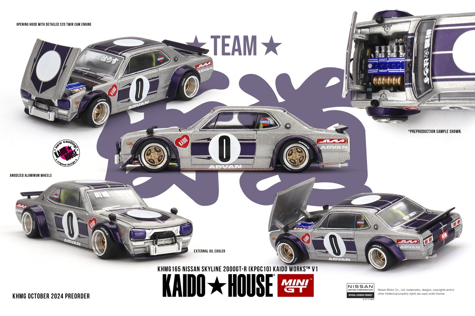 画像1: MINI GT 1/64 Nissan Skyline GT-R (KPGC10) Kaido Works V1 (RHD) (1)