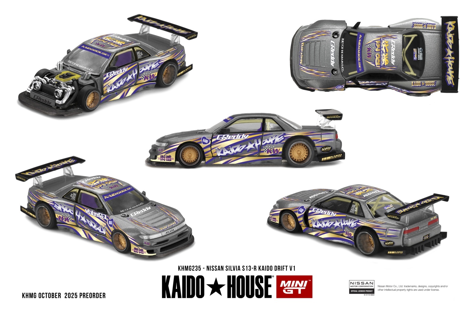 画像1: MINI GT 1/64 Nissan Silvia S13-R KAIDO DRIFT V1 (RHD) (1)