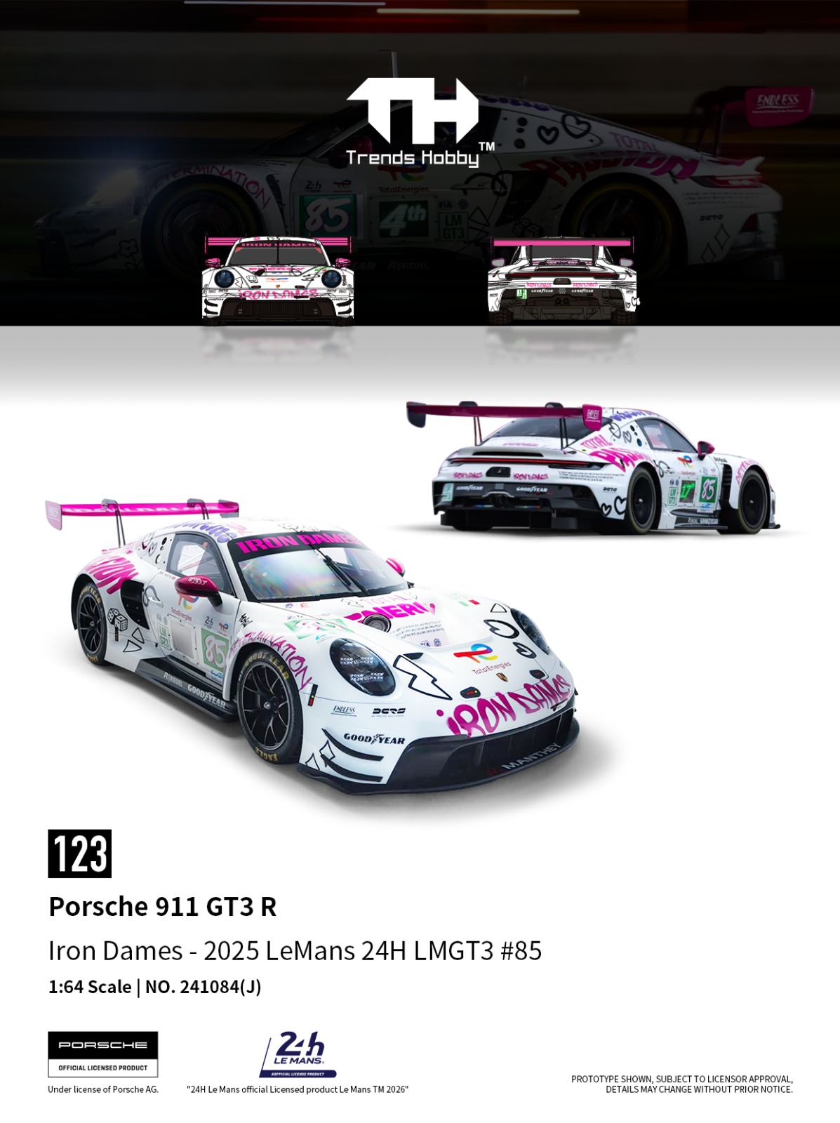 画像1: Tiny Trends Hobby 1/64 Porsche 911 GT3 R LeMan 24H 2025 #85 (1)